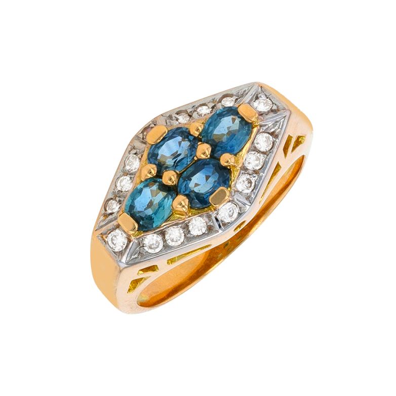 Bague saphirs 1.24 carat et diamants 0.16 carat or jaune 7.44g Comme neuf -  reconditionné disponible sur Gemme Les Bijoux